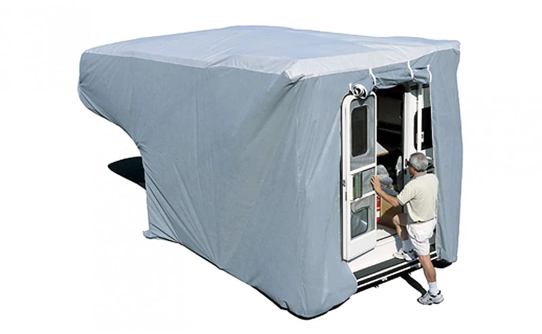 12263 – ADCO Slide In Truck Bed Camper Cover, For 10 Foot To 12 Foot Length Camper Large 242 Inch Length x 104 Inch W...